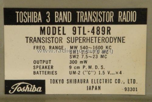 3 Band 9 Transistor 9TL-489R; Toshiba Corporation; (ID = 1354465) Radio