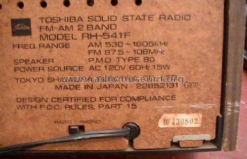 Dynamic Sound RH-541F; Toshiba Corporation; (ID = 1181755) Radio