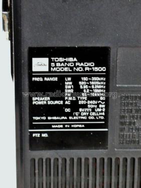 5 Band Radio R1500; Toshiba Corporation; (ID = 1402942) Radio