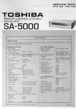 Servo Locked Stereo Receiver SA-5000; Toshiba Corporation; (ID = 1641690) Radio
