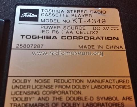 Stereo Radio Cassette Player KT-4349; Toshiba Corporation; (ID = 1845921) Radio