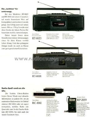 Stereo-Radio-Cassettenrecorder RT-8018; Toshiba Corporation; (ID = 1688192) Radio