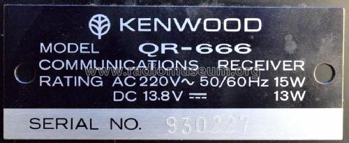 QR-666; Kenwood, Trio- (ID = 1671241) Amateur-R