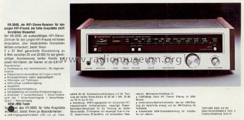 AM FM Stereo Receiver KR-3600; Kenwood, Trio- (ID = 1995989) Radio
