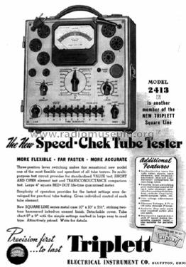 Speed-Chek Tube Tester 2413; Triplett Electrical (ID = 1497369) Equipment