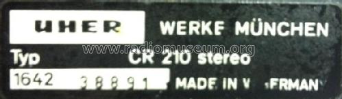 CR210 Stereo; Uher Werke; München (ID = 1769037) Reg-Riprod