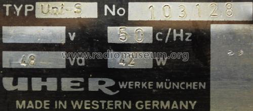 Universal S; Uher Werke; München (ID = 1261902) Reg-Riprod