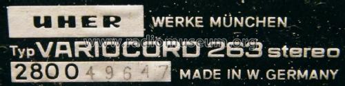 Variocord Stereo 263; Uher Werke; München (ID = 1761574) R-Player