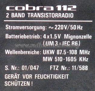 Cobra 112; Unknown to us - (ID = 1050943) Radio