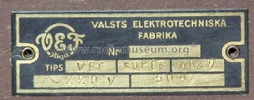 Vefsuper MD37 MD/37; VEF Radio Works (ID = 702484) Radio