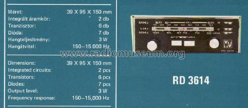 Car Radio RD-3614; Videoton; (ID = 713815) Car Radio