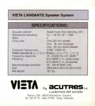 3-Way Speaker System L'Andante; Vieta Audio (ID = 1883071) Speaker-P