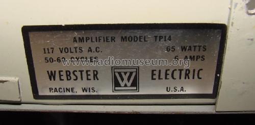 Amplifier TP14; Webster Electric (ID = 1537837) Ampl/Mixer