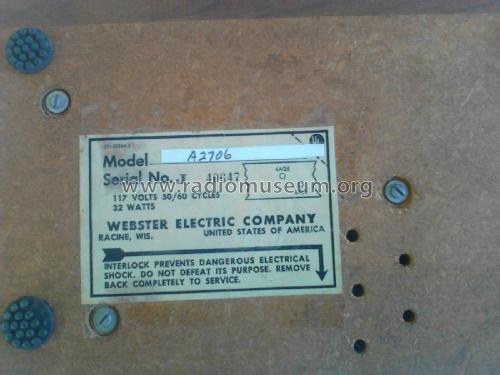 Teletalk Desktop Intercom Master Station A2706; Webster Electric (ID = 2091226) Ampl/Mixer
