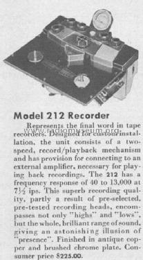 Ekotape 212 Recorder; Webster Electric (ID = 403578) R-Player