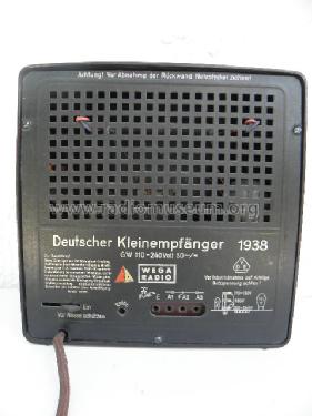 Deutscher Kleinempfänger 1938 DKE38; Wega, (ID = 1660135) Radio