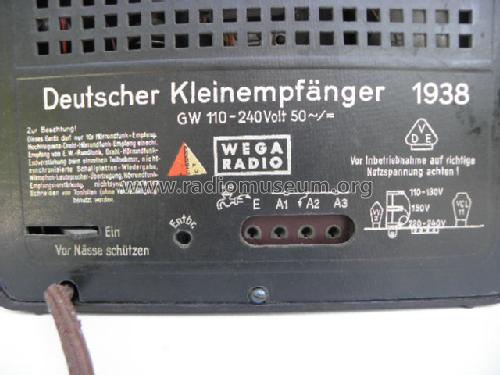 Deutscher Kleinempfänger 1938 DKE38; Wega, (ID = 1660138) Radio