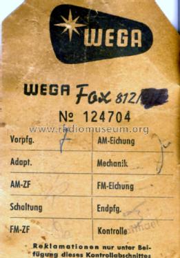 Fox 812; Wega, (ID = 1638165) Radio