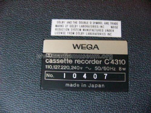 HiFi Cassette Recorder C4310; Wega, (ID = 2418627) Enrég.-R