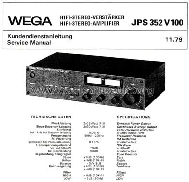 HiFi Stereo Amplifier JPS-352 V 100; Wega, (ID = 2232300) Ampl/Mixer