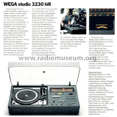 Studio 3230 HiFi; Wega, (ID = 2228473) Radio