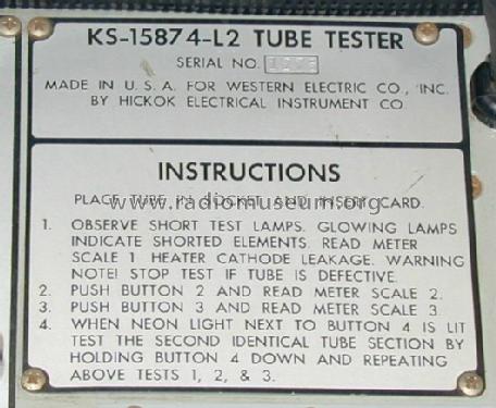 Cardmatic Tube Tester KS-15874-L2; Western Electric (ID = 506113) Equipment