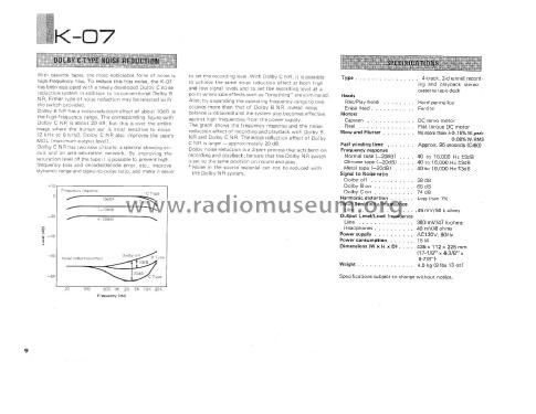 Natural Sound Stereo Cassette Deck K-07; Yamaha Co.; (ID = 2025918) Ton-Bild