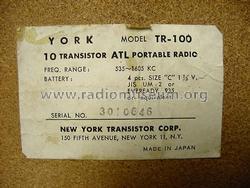 Ten Transistor ATL High Fidelity TR-100; York New York (ID = 2393068) Radio