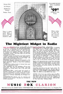 Music Box Clarion ; Zaney-Gill Corp., S. (ID = 2681959) Radio