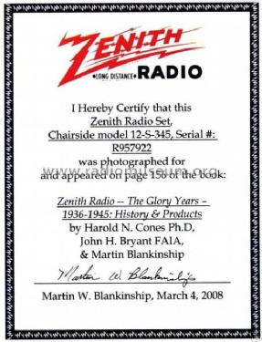 12S345 Ch=1206; Zenith Radio Corp.; (ID = 488016) Radio