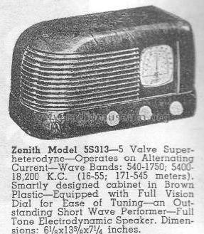 5S313B Ch= 5535BT; Zenith Radio Corp.; (ID = 1989581) Radio