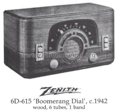 6D615 Consoltone, Boomerang dial Ch=6B05; Zenith Radio Corp.; (ID = 1487444) Radio