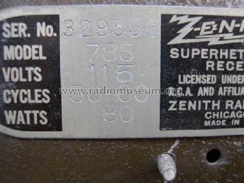 785 Ch= 2053; Zenith Radio Corp.; (ID = 1657614) Radio