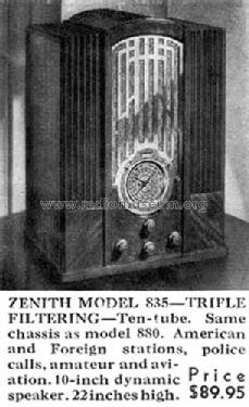 835 Ch= 1001; Zenith Radio Corp.; (ID = 671139) Radio