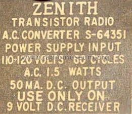 AC Converter S-64351; Zenith Radio Corp.; (ID = 606112) A-courant