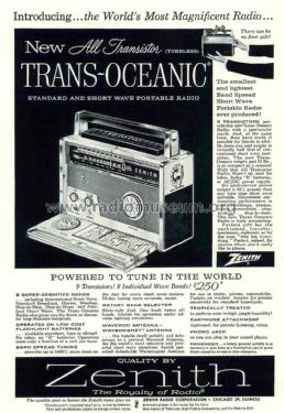 All Transistor Trans-Oceanic Royal 1000 Ch= 9AT40 & 9AT41; Zenith Radio Corp.; (ID = 2059665) Radio