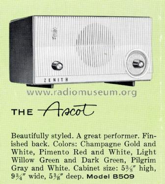 B509P 'The Ascot' Ch= 5B11; Zenith Radio Corp.; (ID = 2028847) Radio