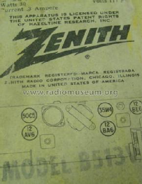 B513V 'The Toreador' Ch= 5B01; Zenith Radio Corp.; (ID = 322958) Radio