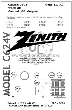 C624V Empress CH= 6C03; Zenith Radio Corp.; (ID = 2791176) Radio