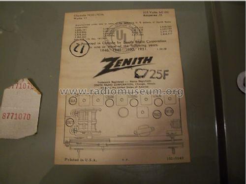 C725F 'The Super Sapphire' Ch= 7C06; Zenith Radio Corp.; (ID = 1212467) Radio
