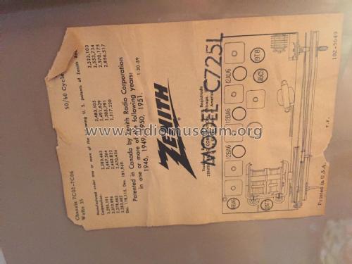 C725L 'The Super Sapphire' Ch= 7C06; Zenith Radio Corp.; (ID = 2158323) Radio
