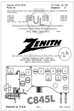 C845L 'The Super Interlude' Ch= 8C02; Zenith Radio Corp.; (ID = 2808145) Radio
