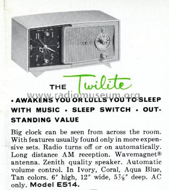 E514L 'The Twilite' Ch= 5E04; Zenith Radio Corp.; (ID = 2033204) Radio