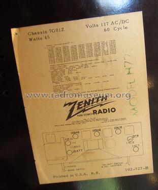 H725 Ch= 7G01Z; Zenith Radio Corp.; (ID = 1219300) Radio