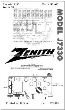 J733G Ch= 7J03; Zenith Radio Corp.; (ID = 2830828) Radio