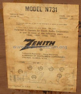 N731M 'The Highlighter' Ch= 7N07 2-2345; Zenith Radio Corp.; (ID = 874363) Radio