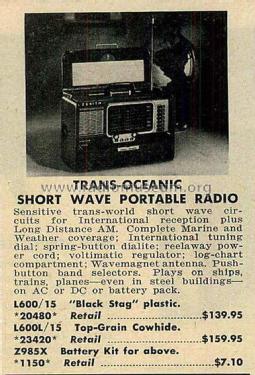 Trans-Oceanic L600 Ch= 6L40; Zenith Radio Corp.; (ID = 2097809) Radio