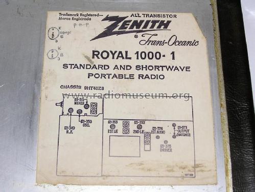Trans-Oceanic Royal 1000-1 Ch= 9HT40Z8 & 9HT40Z2; Zenith Radio Corp.; (ID = 1439357) Radio