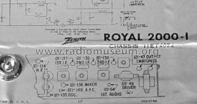 Royal 2000-1 Trans-Symphony Ch= 11ET40Z2; Zenith Radio Corp.; (ID = 1480535) Radio