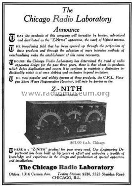 Z-Nith Regenerator Regenerative Tuner Early 1921 Model, 90° variocoupler; Zenith Radio Corp.; (ID = 1266293) mod-pre26